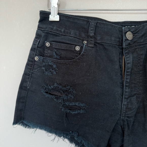American Eagle Outfitters Black Distressed Jean Shorts size 12 - Picture 2 of 9